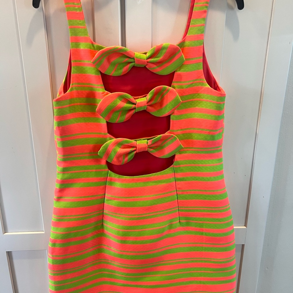 NWT Trina Turk super cute Vibrant Striped Dress with Bows in Back w/pockets sz-4